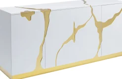 KARE Sideboard Cracked Weiß Gold 165x80cm Sale
