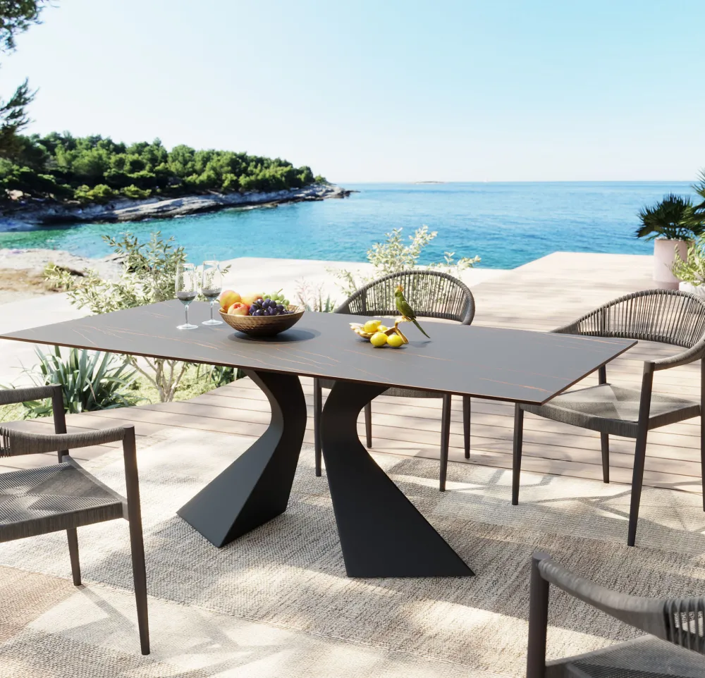 KARE Tisch Gloria Outdoor Keramik Schwarz 180x90cm Online