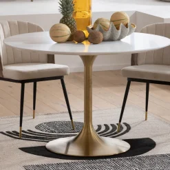 KARE Tisch Invitation Set Weiß Brass Ø120cm Hot