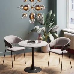 KARE Tisch Schickeria Marmor Weiß Schwarz Ø80cm Outlet