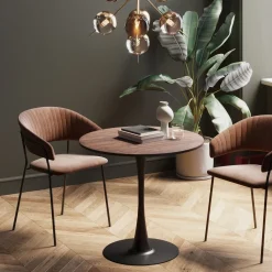 KARE Tisch Schickeria Walnussoptik Schwarz Ø80cm Clearance