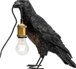 KARE Tischleuchte Animal Crow Matt Schwarz 34cm Hot