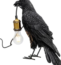 KARE Tischleuchte Animal Crow Matt Schwarz 34cm Hot