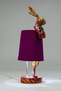 KARE Tischleuchte Animal Rabbit Graffiti/Lila 50cm New