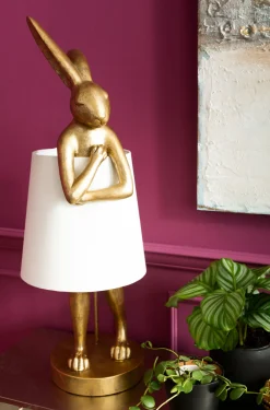 KARE Tischleuchte Animal Rabbit Gold/Weiß 88cm Outlet