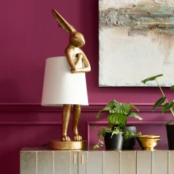 KARE Tischleuchte Animal Rabbit Gold/Weiß 88cm Outlet