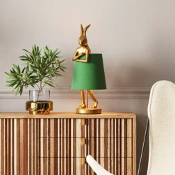 KARE Tischleuchte Animal Rabbit Gold/Grün 68cm Hot