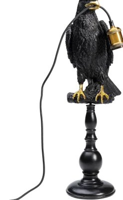 KARE Tischleuchte Animal Sitting Crow Matt Schwarz 61cm Outlet
