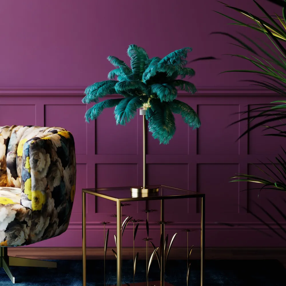 KARE Tischleuchte Feather Palm Grün 60cm Sale