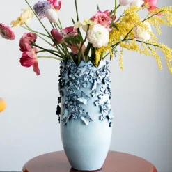 KARE Vase Butterflies Lightblue 50cm Discount