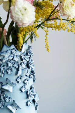 KARE Vase Butterflies Lightblue 50cm Discount